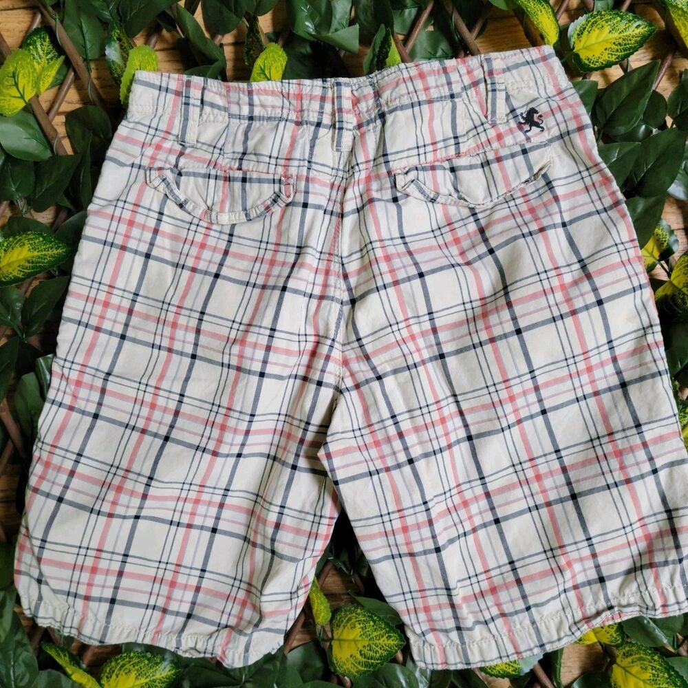 Men’s Express Plaid Shorts Y2K Off-White Size 34 Preppy - Picture 2 of 6